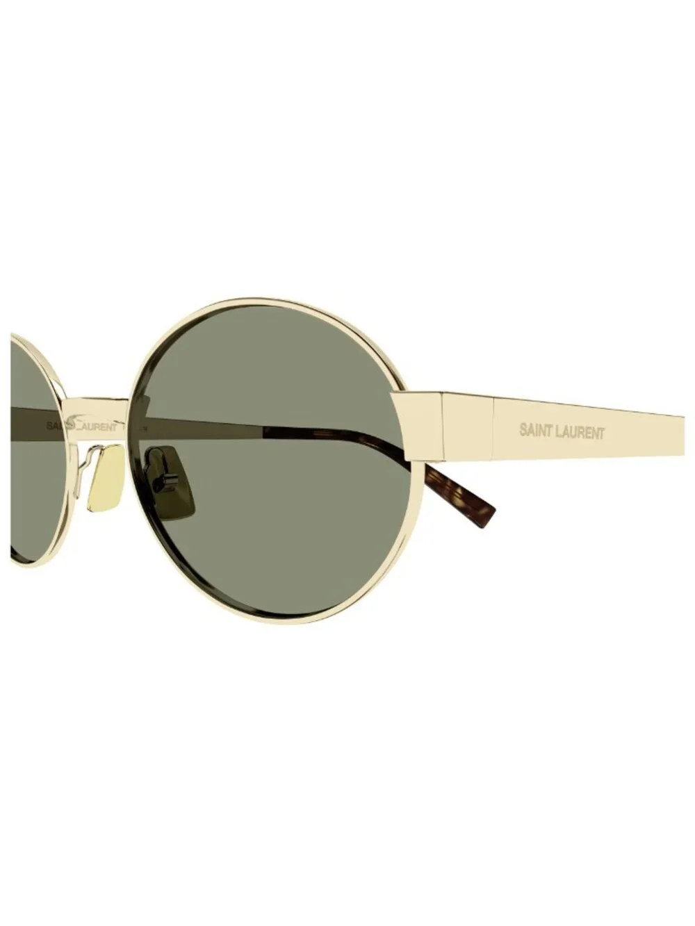 New Saint Laurent Women's Sunglasses Gold Square Green Lens Metal Frame SL 692